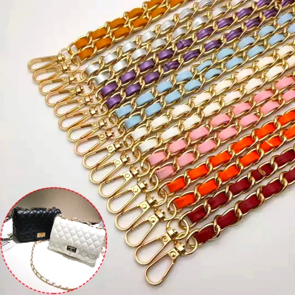 Crossbody replacement strap synthetic leather with metal chain gold tone
